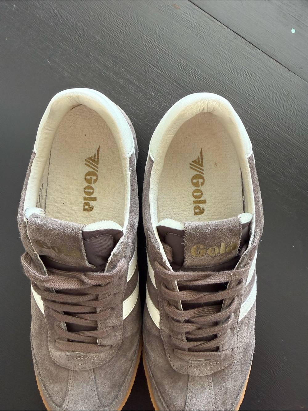 Nearly New—Gola Elan Sneakers—Taupe Grey/Off White - Picture 4 of 9